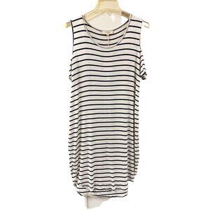 🌸3/$15🌸New with Tags Navy and Cream Striped Cold Shoulder Dress sz XL